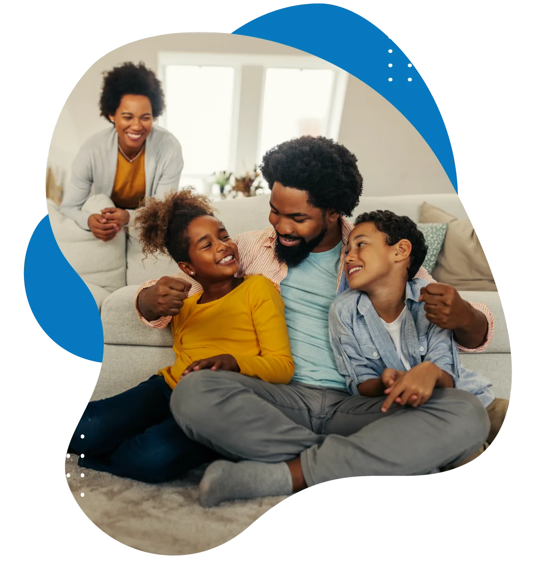 Happy family relaxing together at home